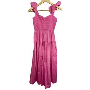 Abercrombie & Fitch Pink Ruffle Sleeveless Smocked Tiered Maxi Dress Womens Sz S